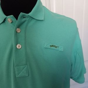 ORVIS Men's Signature Green Polo Shirt M Cotton Sh